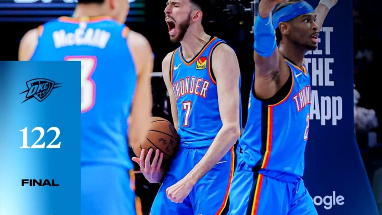 Oklahoma City Thunder egalează la general finala Conferinței de Vest din NBA contra San Antonio Spurs. Gilgeous-Alexander, MVP-ul sezonului, aproape de double-double