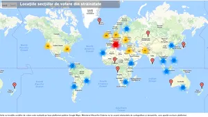 Alegeri parlamentare 2016. HARTĂ interactivă cu secţiile de votare în străinătate, dezvoltată pe Google Maps
