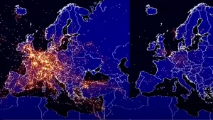 Animaţie grafică. Traficul aerian în Europa înainte şi după izolarea de coronavirus. Ce avioane mai zboară pe deasupra României 