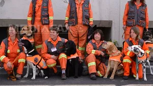 REPORTAJ: Salvatori voluntari cu câinii lor, pregătiţi să scoată oameni de sub dărâmături - FOTO