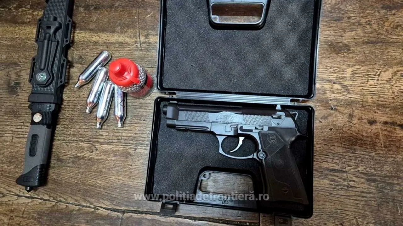 Tânăr de 25 de ani, prins cu un pistol cu aer comprimat pe A1