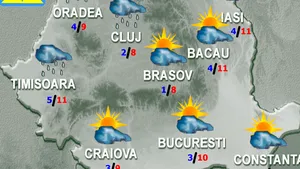 PROGNOZA METEO: Cum va fi vremea vineri în ţară, în Bucureşti şi la munte