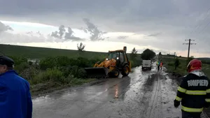 FOTO | Dezastru în urma furtunilor: 13 localităţi, afectate de vremea rea. Copaci căzuri, gospodării inundate şi circulaţie blocată