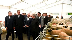 Iohannis, vizitator la târgul INDAGRA. A stat de vorbă cu fermierii şi a botezat un miel cu numele Tase - VIDEO