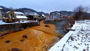 VIDEO Ape de mină neepurate poluează un râu din Maramureş. Cazul, semnalat de Apele Române