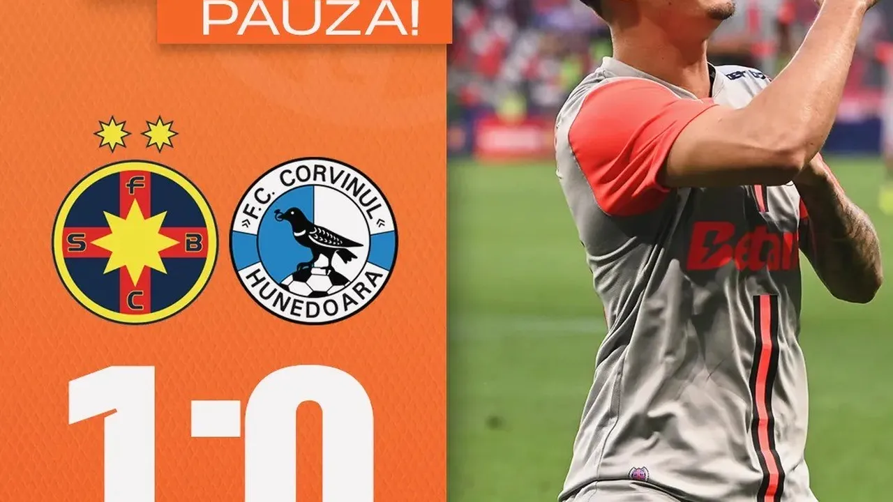 FCSB conduce cu 1-0 la pauza Supercupei României. Corvinul a avut marile ocazii