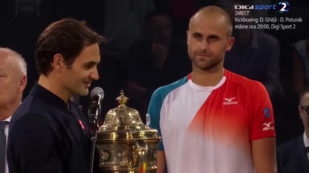 Ceremonie savuroasă cu Federer şi Copil în prim-plan. Discursul românului a stârnit hohote de râs. Elveţianul, impresionat de evoluţia lui Marius