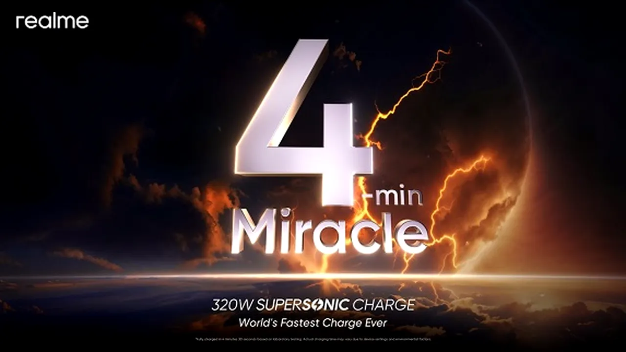 Realme revoluţionează încărcarea rapidă: tehnologia SuperSonic de 320W