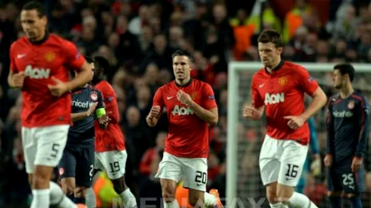 Manchester United a învins Olympiakos, scor 3-0, şi s-a calificat în sferturile de finală ale Ligii Campionilor