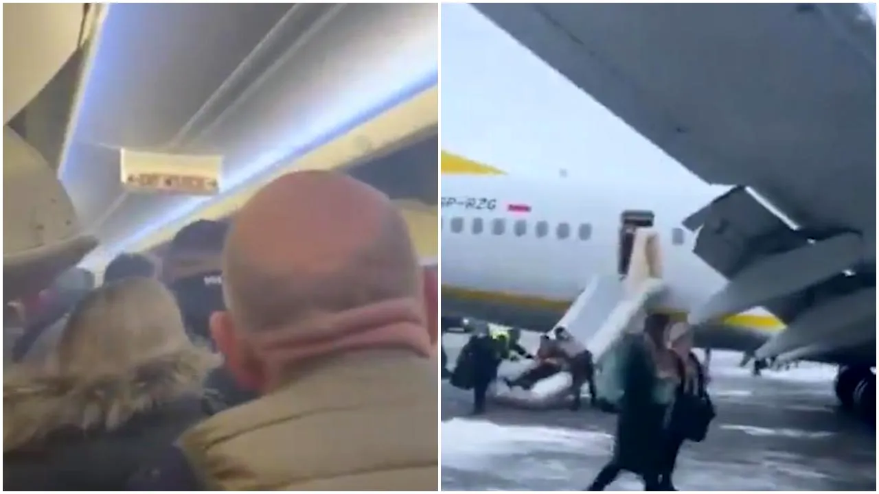 Panică într-un avion operat de Ryaniar. Cabina s-a umplut de fum, iar pasagerii au sărit pe tobogane
