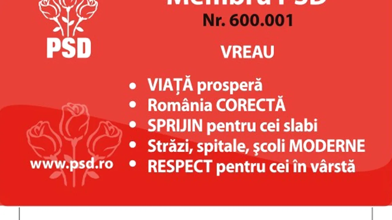 EXCLUSIV: Carduri cu reduceri la filme, magazine, restaurante pentru noii membri PSD