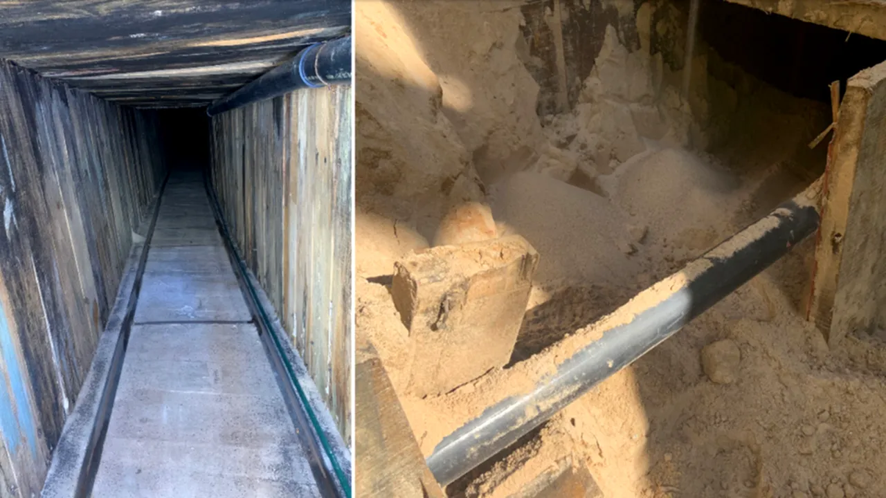 FOTO A fost descoperit cel mai sofisticat tunel folosit de imigranţii ilegali la granţia SUA - Mexic. Era echipat cu ventilaţie, apă potabilă şi electricitate