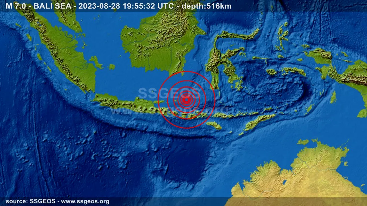 Un cutremur cu magnitudinea 7 s-a produs în Indonezia. Epicentrul seismului a fost în largul mării Bali
