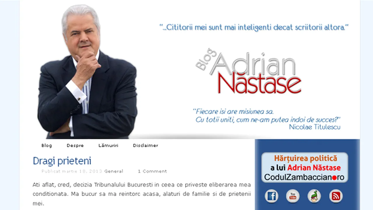 Mesajul lui Adrian Năstase după decizia de eliberare