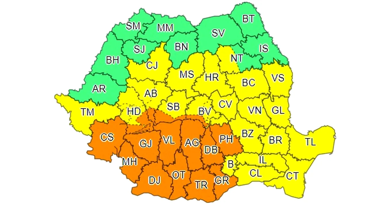Furtunile lovesc România: Cod PORTOCALIU de vijelii. În Serbia, grindina a fost cât nuca
