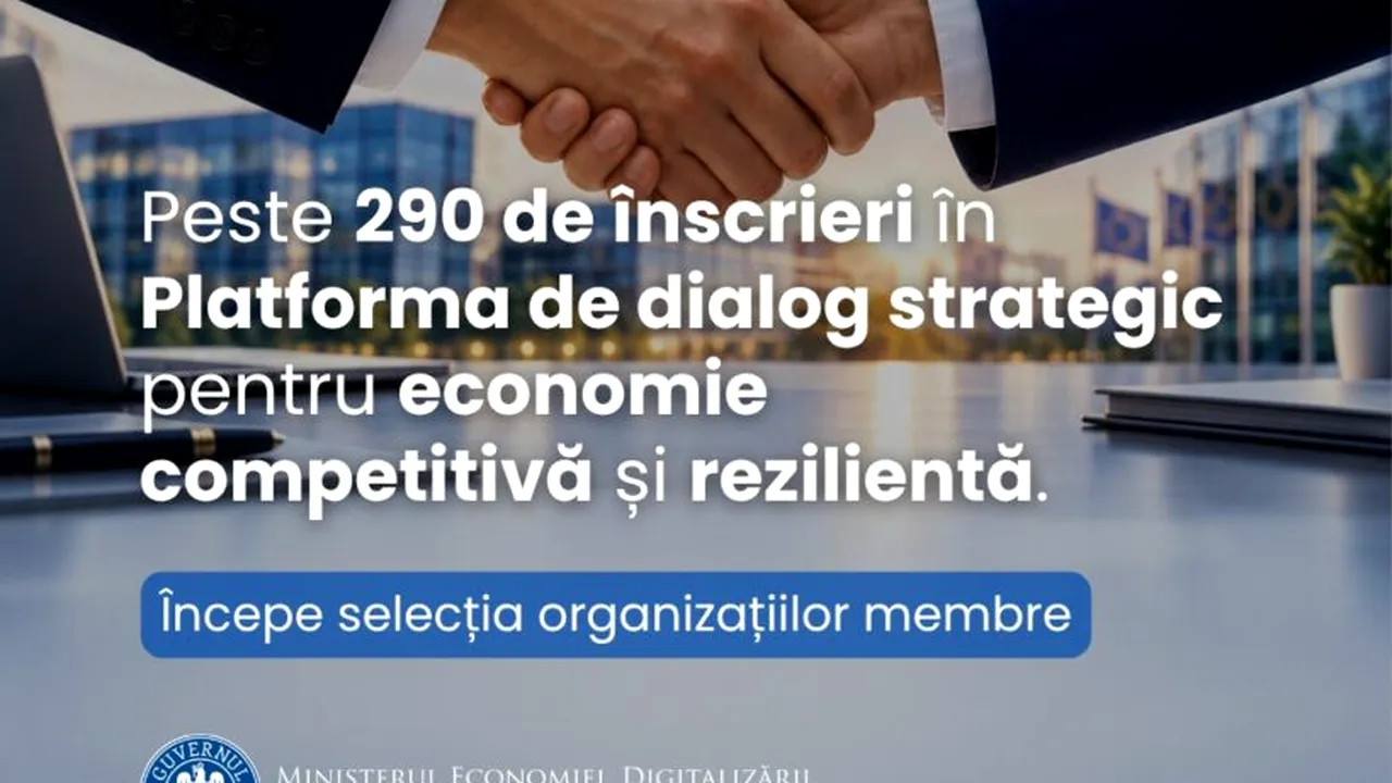 Peste 290 de candidaturi pentru Platforma de dialog strategic pentru economie. MEDAT începe selecția organizațiilor