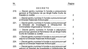 JUSTIȚIE Au fost publicate în Monitorul Oficial decretele de numire în funcție ale noilor șefi de parchete