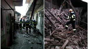 VIDEO Explozie într-un imobil din Timişoara. Pompierii au salvat un bărbat blocat sub dărâmături