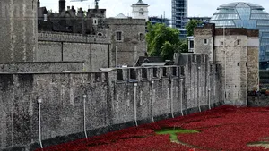 Maci roşii ca sângele. Turnul Londrei, înconjurat de sute de mii de flori artificiale, în memoria victimelor din Primul Război Mondial - FOTO