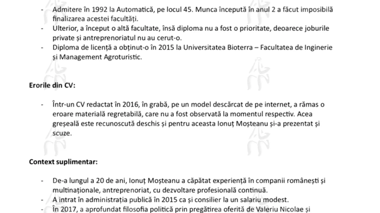 Gândul: Scandalul CV-ului lui Ionuț Moșteanu: Document intern USR arată cum trebuie apărat ministrul Apărării în spațiul public