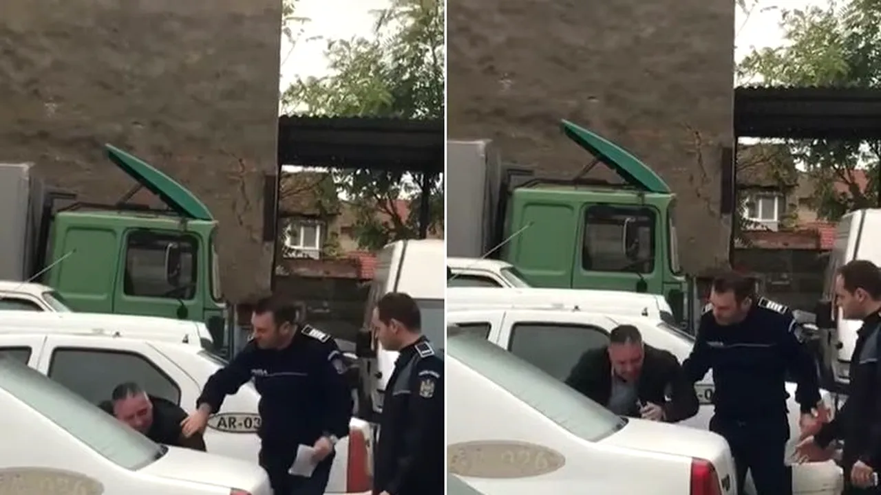 VIDEO. Poliţist cercetat într-un dosar de şantaj, filmat când plânge în curtea IPJ Arad