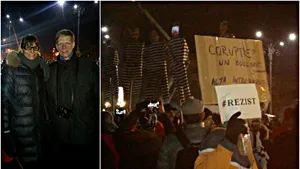 Şeful Raiffeisen România a protestat în faţa Guvernului, împreună cu soţia sa, directorul Maratonului Internaţional Bucureşti