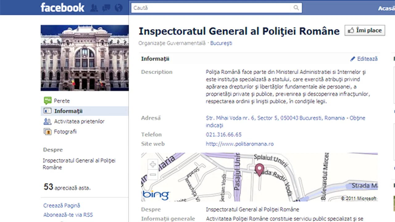 Poliţia Română, pe reţelele de socializare. Instituţia are conturi pe Facebook şi Twitter, urmează Flickr şi Youtube