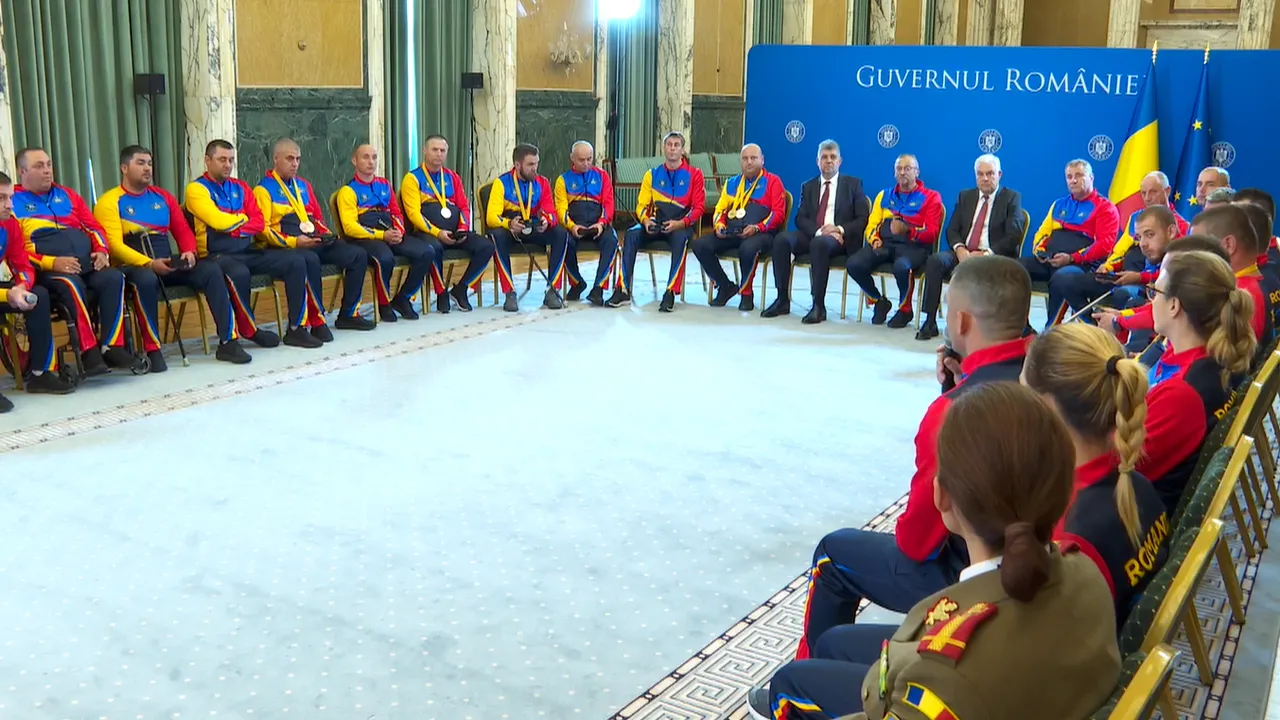 Echipa care a reprezentat România la Jocurile Invictus desfăşurate în Germania, primită de Ciolacu