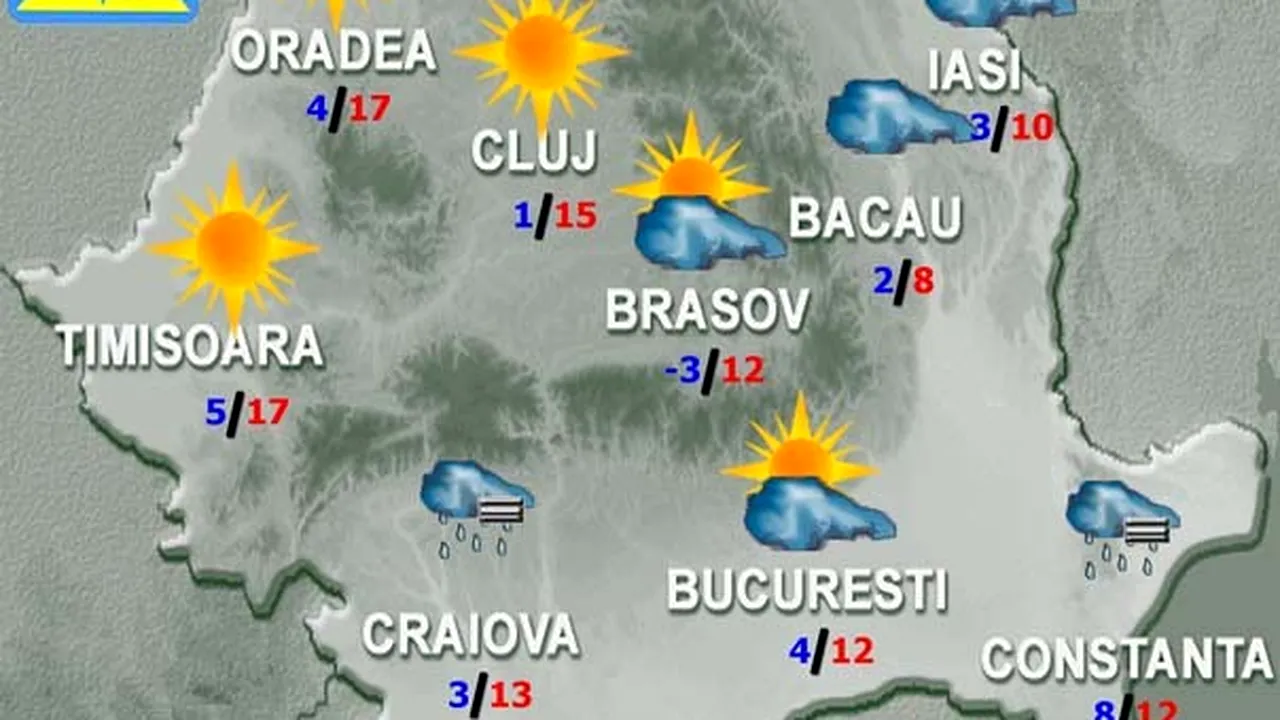 PROGNOZA METEO: Cum va fi vremea miercuri şi joi, în ţară şi în Bucureşti