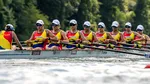 Echipajul României de 8+1 feminin, medaliat cu aur la Cupa Mondială de Canotaj de la Lucerna