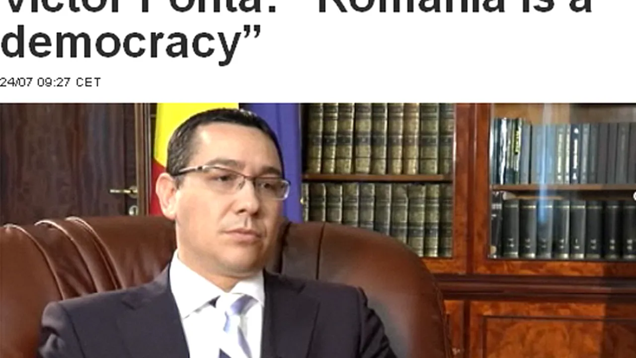 Ponta: România este o democraţie. Declaraţiile premierului într-un interviu pentru Euronews