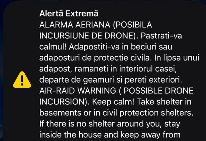 NEWS ALERT Alarmă aeriană în nordul județului Tulcea. Populația, îndemnată să se adăpostească