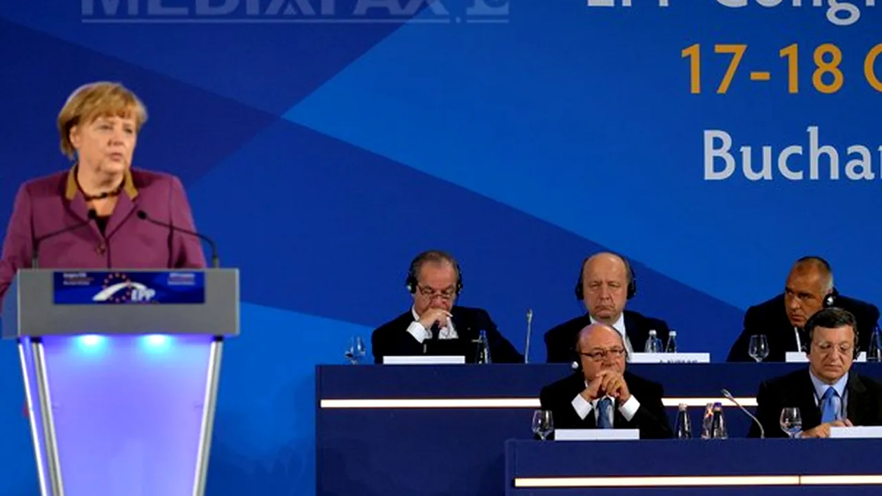 CONGRESUL PPE:  Merkel: Preşedintelui României nu i-a fost niciodată frică să se gândească la viitor. Băsescu: Nu dorim o Europă cu mai multe viteze