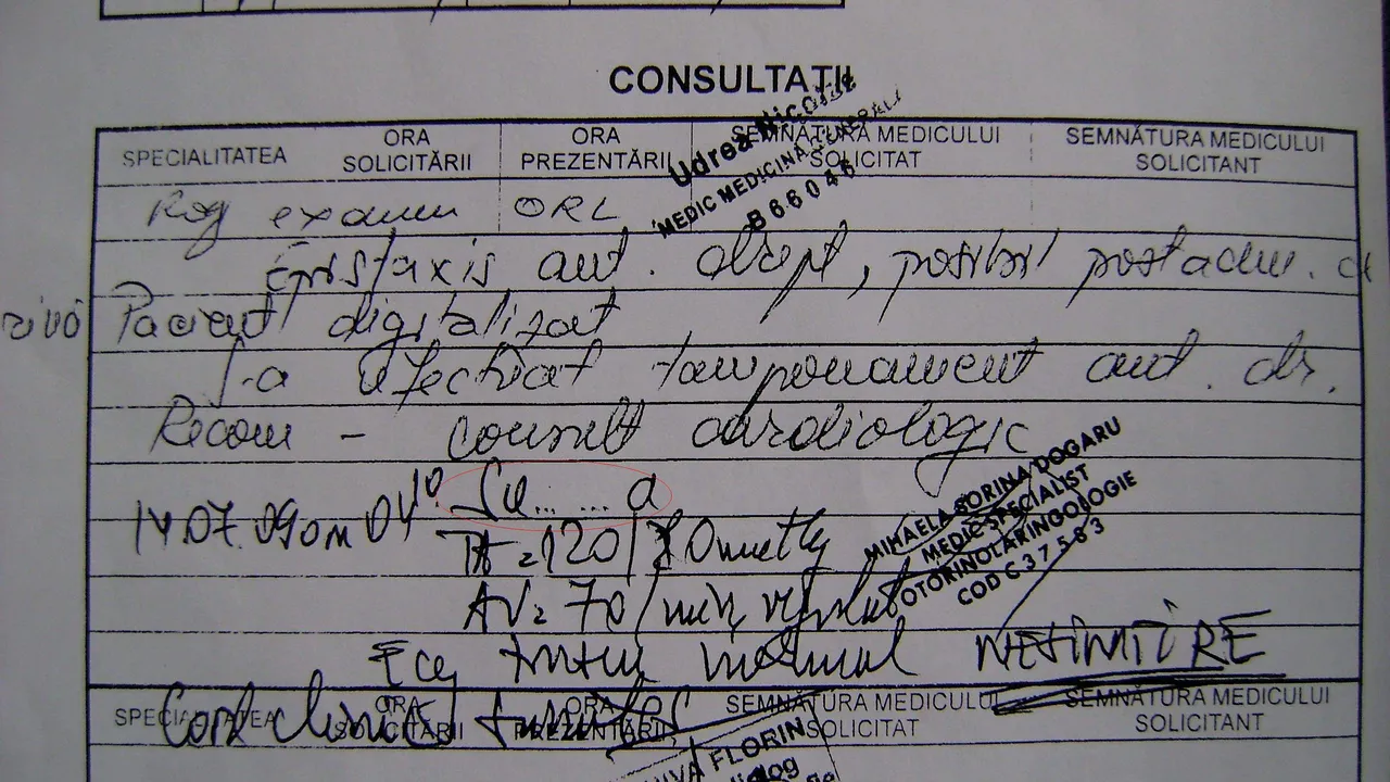 Mesaj lăsat de un medic unui coleg pe foaia de consultaţie a unui pacient: 