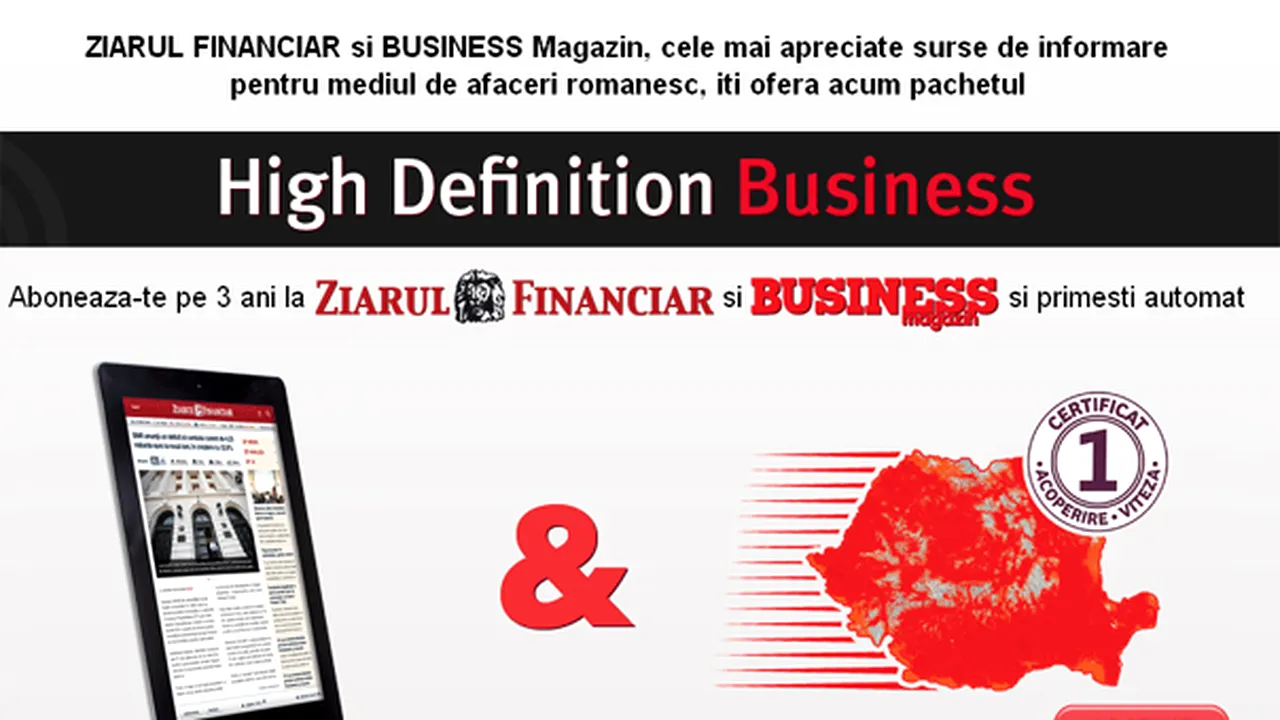 ZF şi Business Magazin lansează High Definition Business: pachetul de informaţie în print şi pe iPad