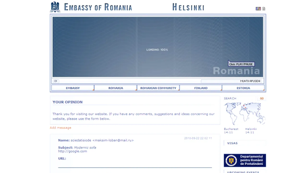 Cereri, reclamaţii, dar şi mesaje erotice şi reclamă la Viagra, pe site-urile ambasadelor