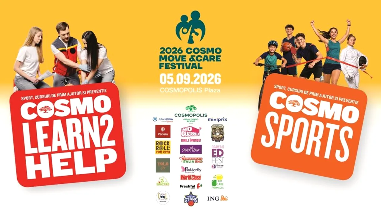 Festival gratuit în Cosmopolis pentru copii și familiile lor. Sport, cursuri de prim ajutor gratuite, distracție și expoziție a instituțiilor militare și protecție la Cosmopolis Move&Care Festival