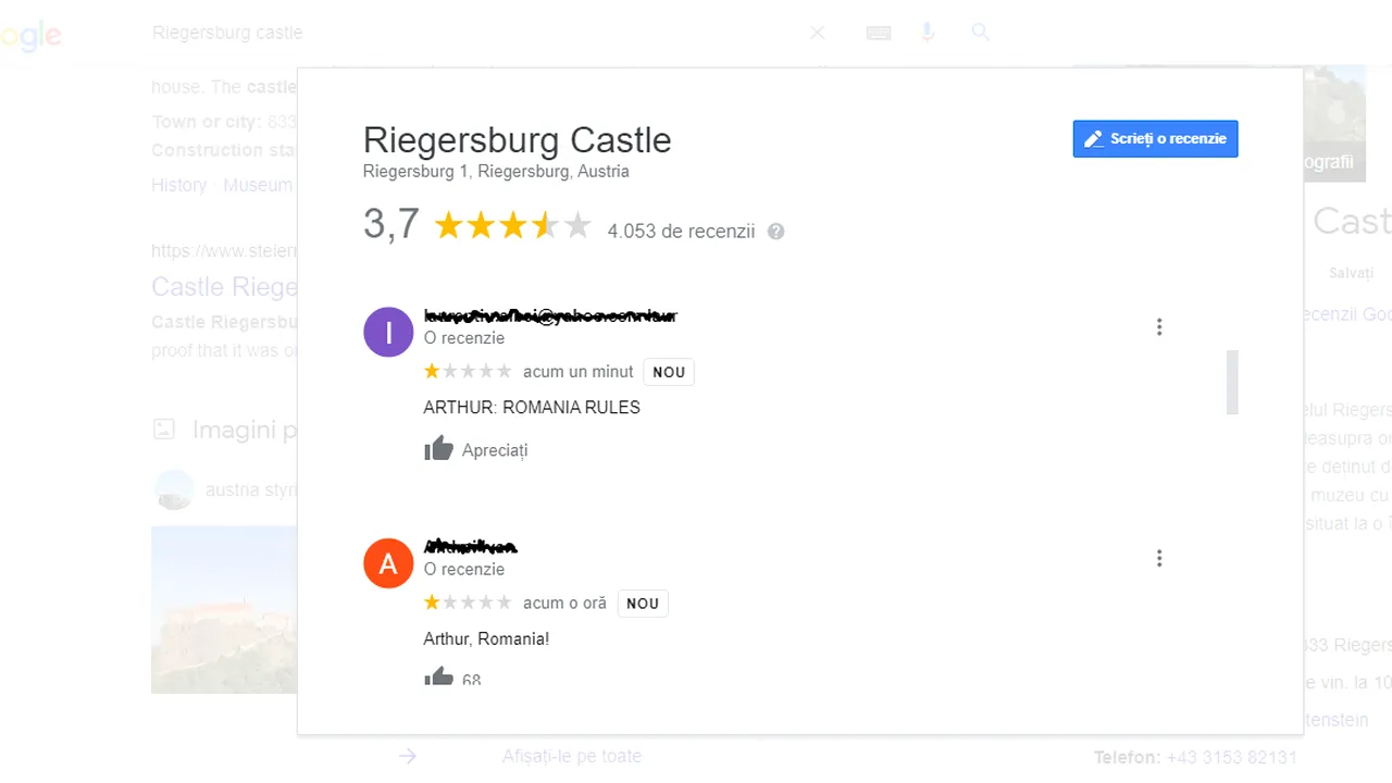 Ratingul castelului Riegerburg, scăzut de românii indignaţi de omorârea ursului Arthur. Tripadvisor a blocat recenziile