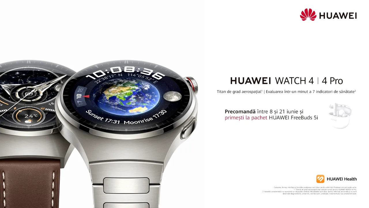 Fiţi sănătoşi cu stil: Vă prezentăm seria HUAWEI WATCH 4 cu monitorizare a stării de sănătate în mai multe puncte şi design premium