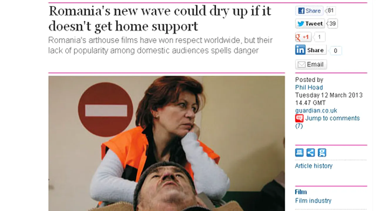 The Guardian: Noul val din cinema-ul românesc ar putea să dispară din cauza lipsei sprijinului intern