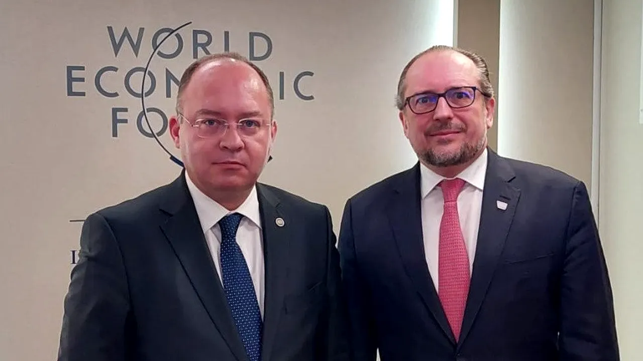 Aurescu, discuţie la Davos cu omologul austriac despre aderarea României la Schengen