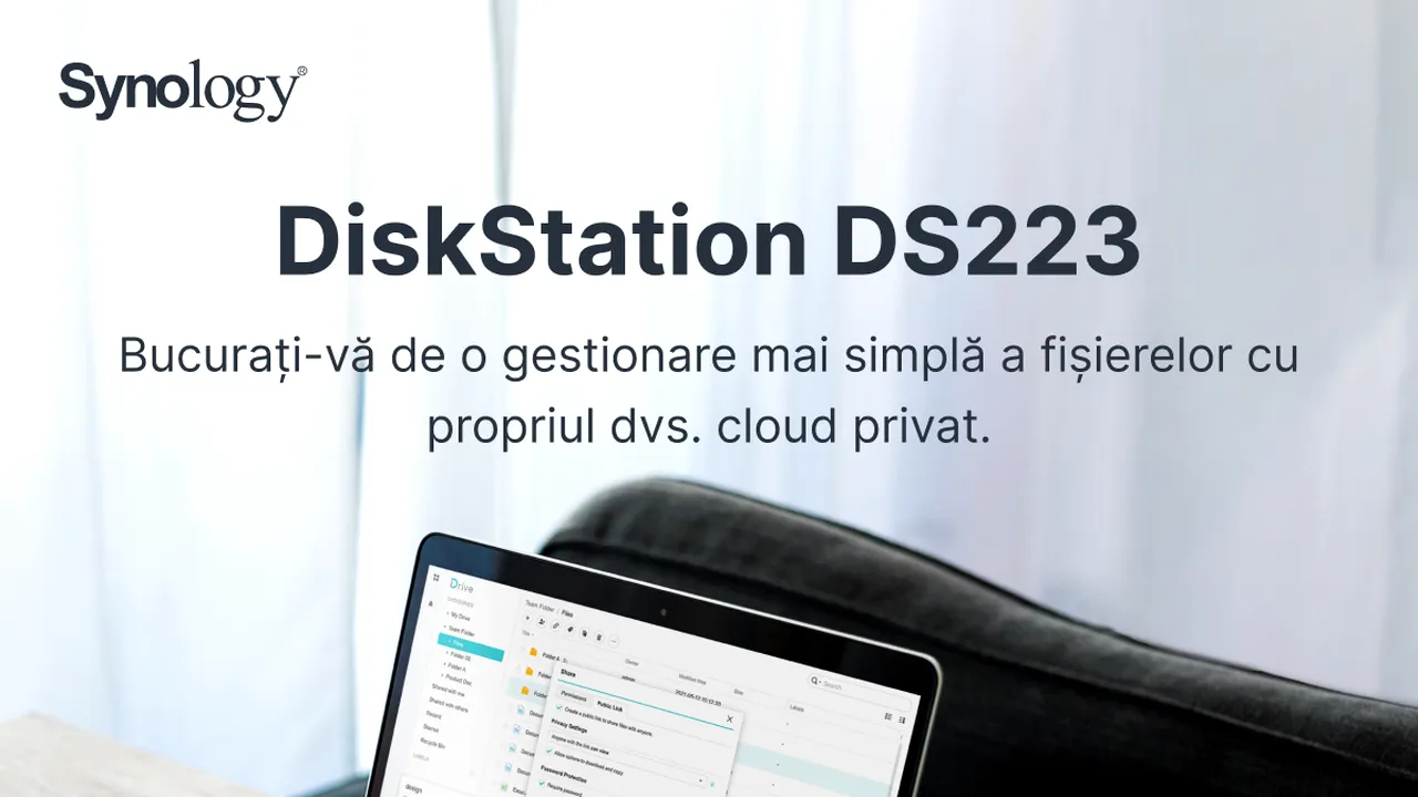 Synology anunţă disponibilitatea modelului DS223, un NAS accesibil cu 2 bay-uri