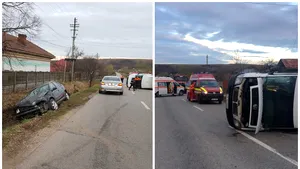 Patru persoane rănite după ce o maşină şi un microbuz s-au ciocnit pe o şosea din judeţul Olt