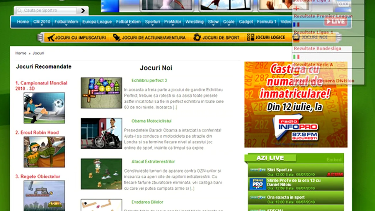 Site-ul jocuri.sport.ro, lansat joi de IBU Pro TV
