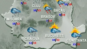 PROGNOZA METEO: Vreme rece şi instabilă. Ce temperaturi se vor înregistra luni şi marţi în ţară şi în Bucureşti