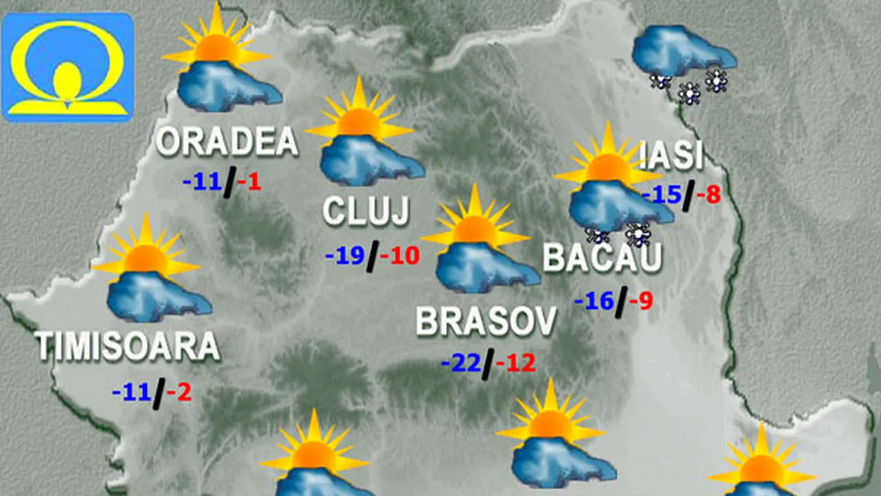 PROGNOZA METEO: Ger în cea mai mare parte a ţării. Cum va fi vremea luni şi marţi