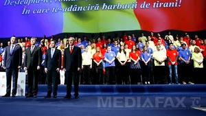 Miting USL la Romexpo: Imnul României, intonat fără partea care include numele 