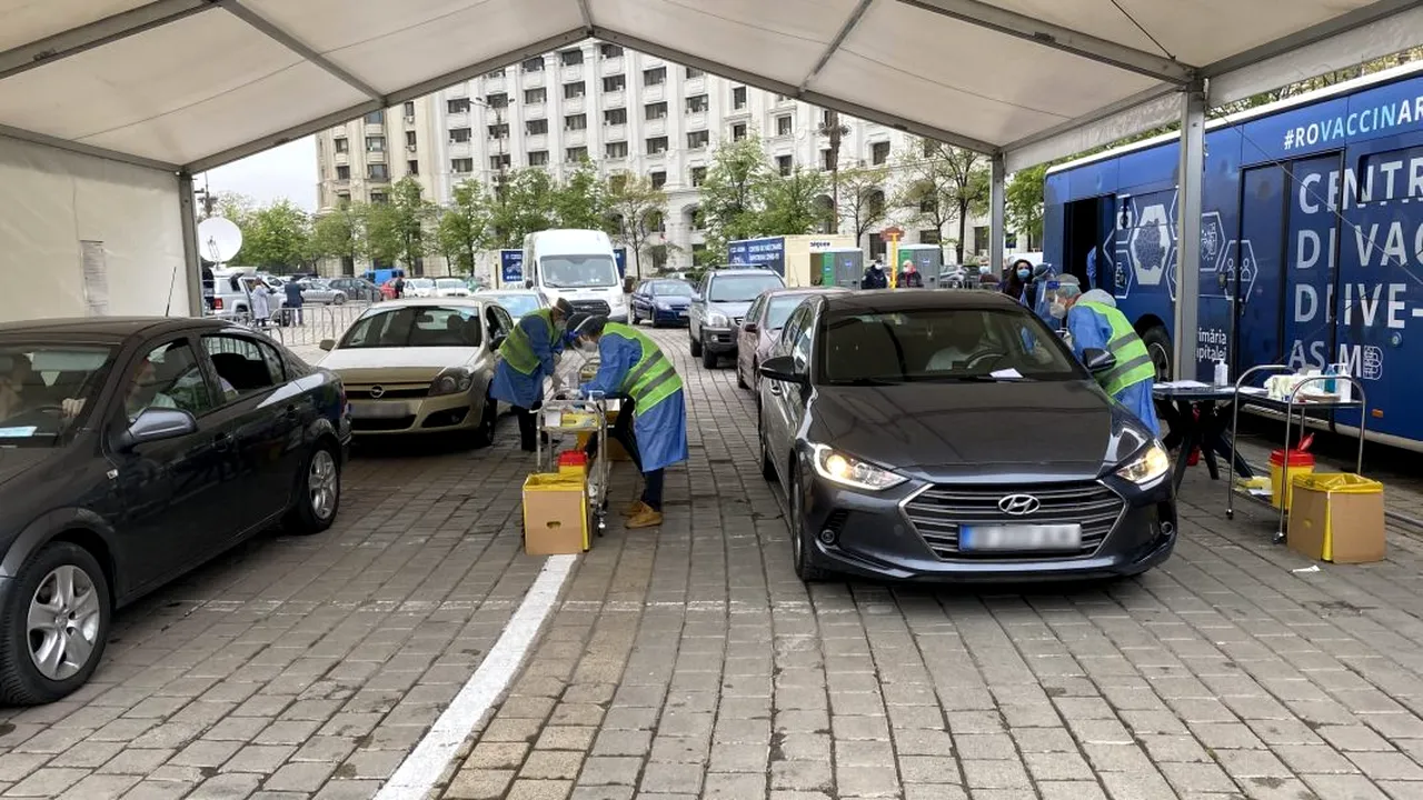 Cât durează procesul de vaccinare la centrele drive thru. ”Un minut şi 30 de secunde pentru fiecare persoană”