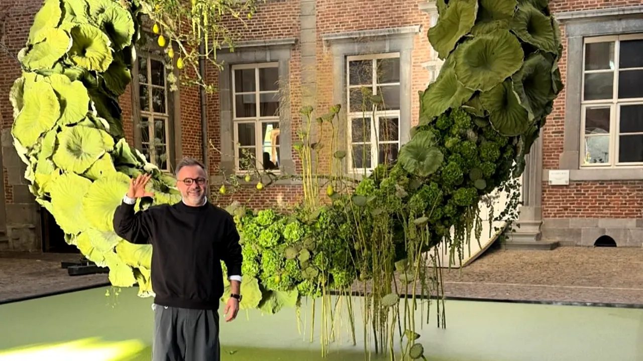 Nicu Bocancea a jurizat Campionatul de Floristică al Belgiei si a creat lucrarea centrală la evenimentul Feerie Florale, de la Castelul Alden Biesen