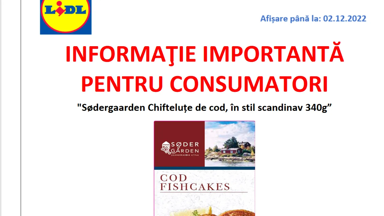 Chifteluţe de cod retrase din magazine de un lanţ de supermarketuri din România